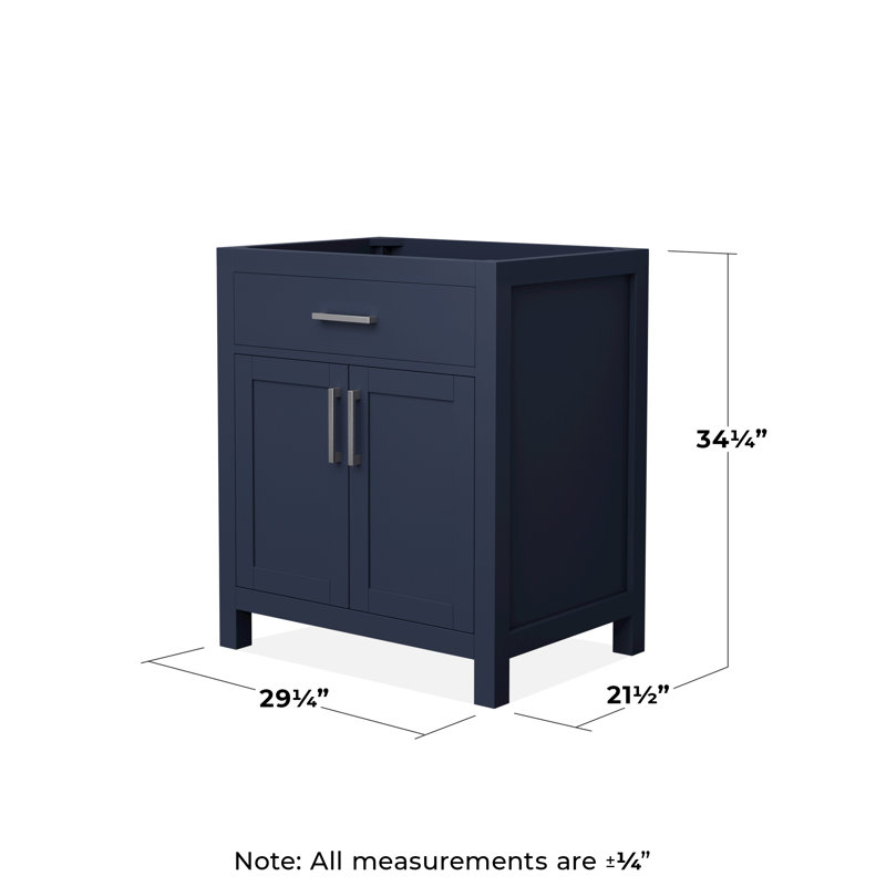 Base de meuble-lavabo simple autoportante 29,25 po Beckett, Bleu foncé / nickel brossé