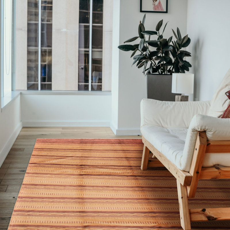 Tapis rectangulaire en laine noué à la main de conception unique 6 pi 7 po x 10 pi Sheredan nouvel âge brun / crème / brun clair