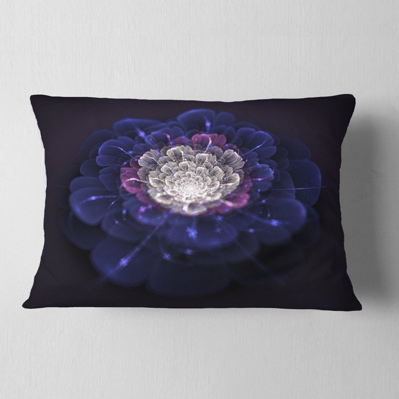 Coussin lombaire floral fractal, Bleu