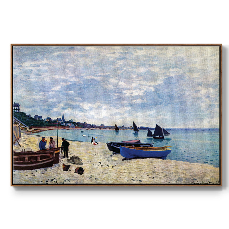 «The Beach At Sainte Adresse # 2» par Claude Monet, reproduction sur toile, H 25 po x l 37 po x P 2 po