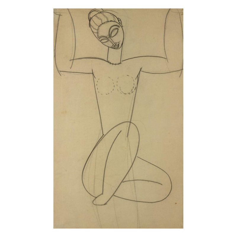 «Caryatid assis» par Amedeo Modigliani - estampe numérique, H 28 po x l 22 po