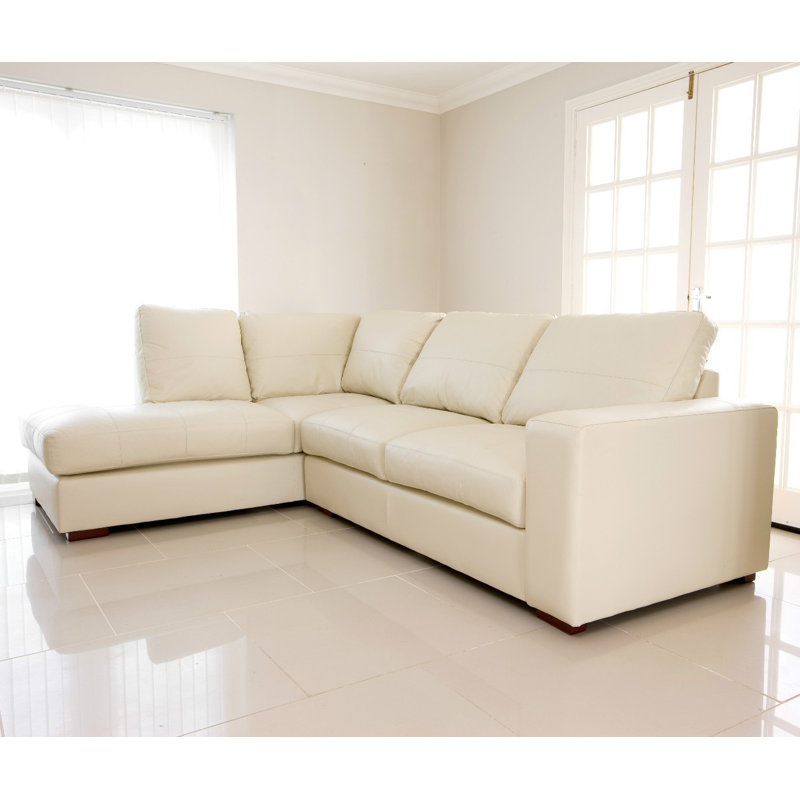 4 Seater Faux Leather Corner Sofa , Left facing, Cream