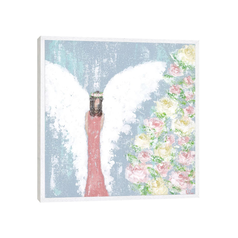 Spring Floral Angel by Ashley Bradley - Print on Canvas, 66.04 cm H x 66.04 cm W, White Framed