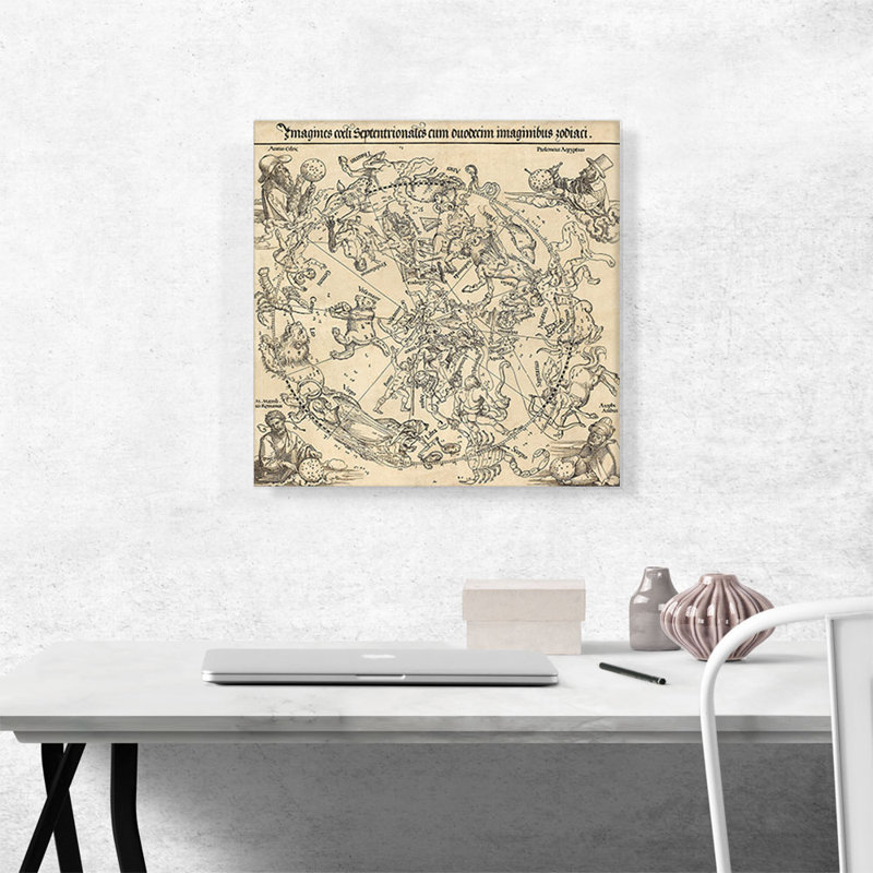 Carte céleste de l'hémisphère Nord - ciel nordique par Albrecht Dürer - reproduction d'art sur toile tendue