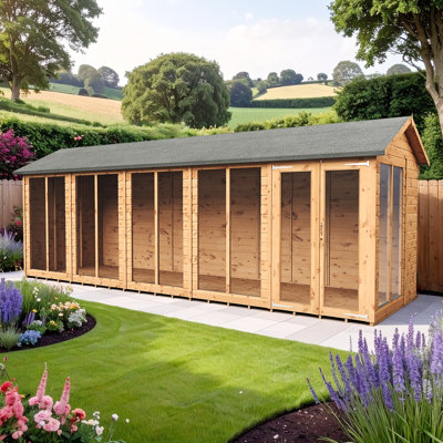 Empire Apex Summerhouse Shiplap Tongue & Groove 6X20double Door With Windows