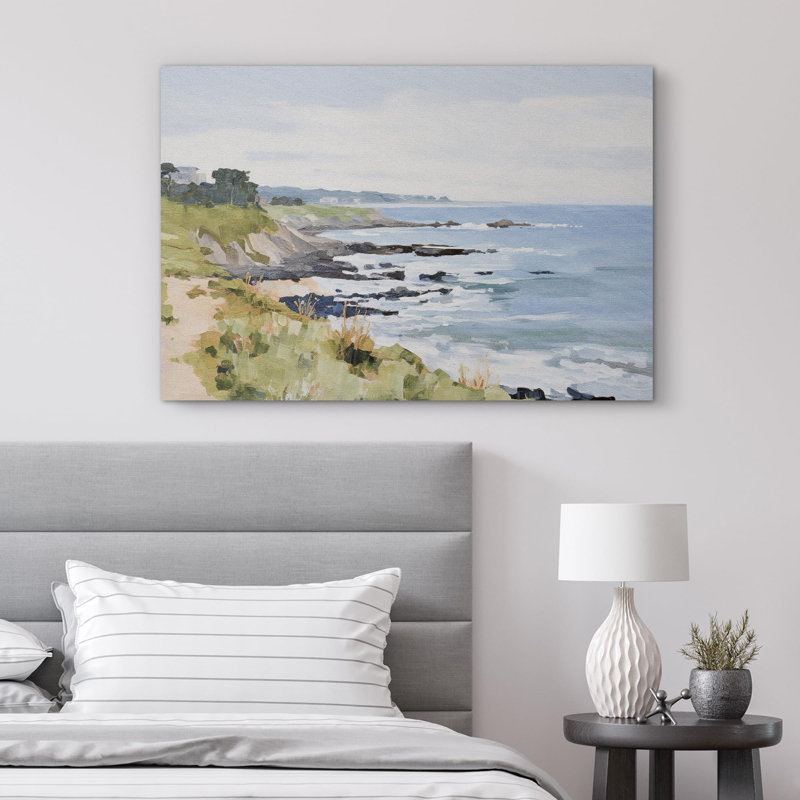 Mer, bord de mer, plage, H 24 po x l 36 po, Toile tendue