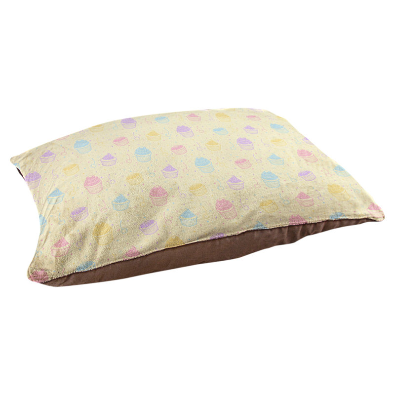 Coussin stylisé pour chat pastel petits gâteaux Byrge, L 9,5 po x l 29,5 po, Jaune / Rose