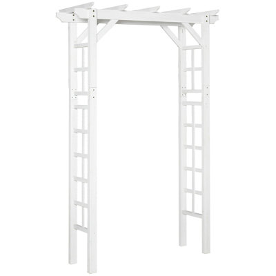 Outsunny 85" Wooden Garden Arbor For Wedding And Ceremony, Outdoor Garden Arch Trellis For Climbing Vines - White