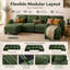 Canapé d'angle Channell 4 places en forme de U, capitonné, avec 2 poufs amovibles, canapé modulable moderne et minimaliste, revêtement Thickille, mousse haute résilience, assise matelassée-794504485