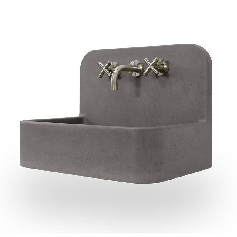 Newterra Handmade Concrete Wall/Vessel 22" Bathroom Sink, Slate, 3 Hole