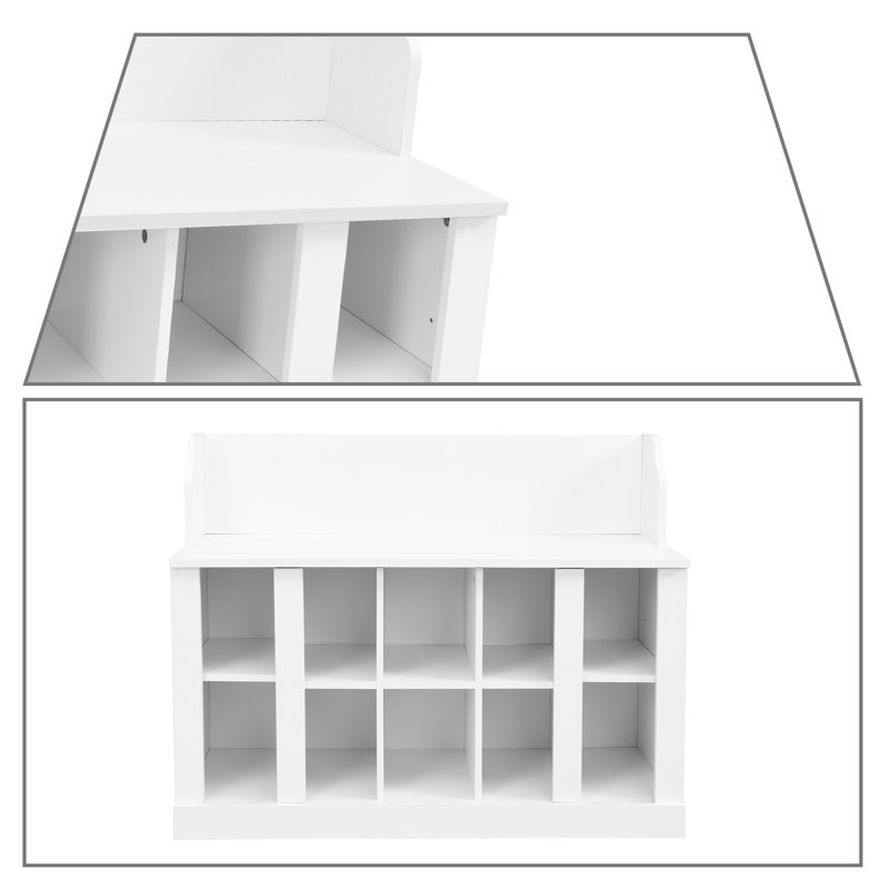 Banc de rangement en bois pour chaussures, Blanc