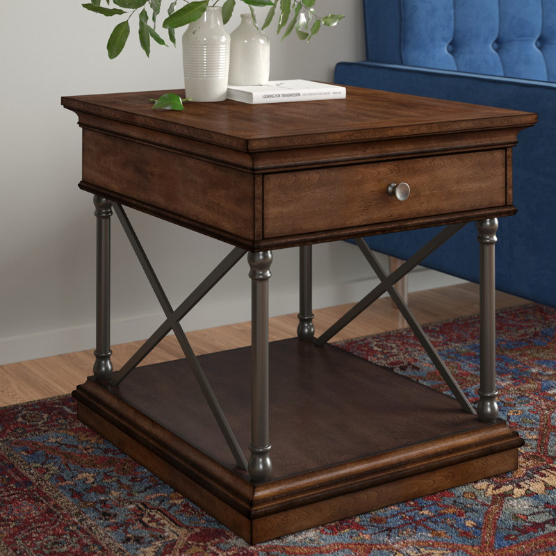 Abigaelle Molena Floor Shelf End Table with Storage, 24" H x 27" W x 23" D