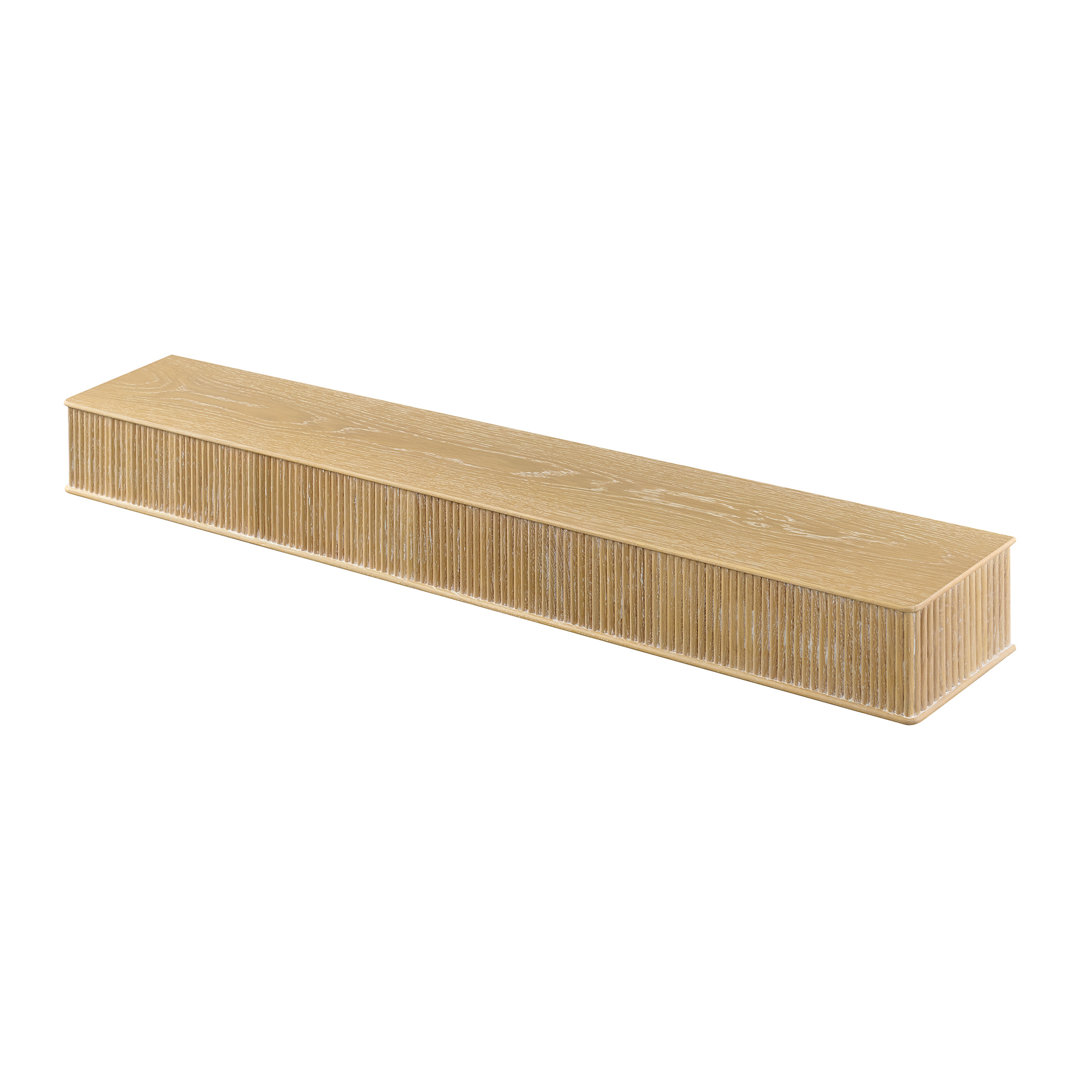 Modern Ember Monti Fireplace Wood Mantel Shelf with Fluted “Reed” Details in Whitewash Modern Ember Shelf 
