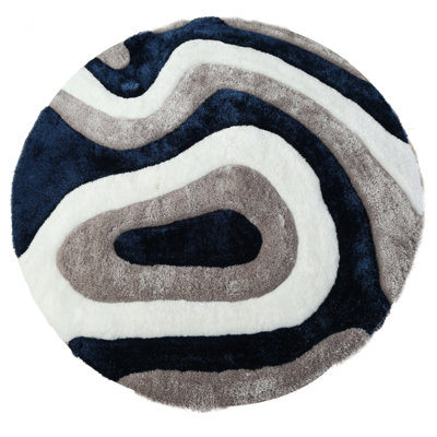 Thionville Plush Blue/Grey/White Plush Area Rug