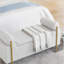 Banc de rangement en velours avec accoudoirs cylindriques et pieds en fer-94184796