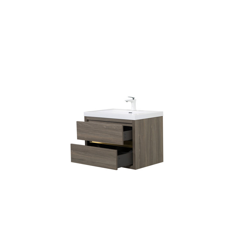 Meuble-lavabo mural avec lavabo, Bois de frêne gris, 30"