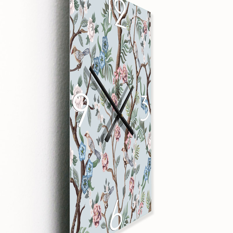 Horloge murale traditionnelle chinoise avec oiseaux et pivoines X, Petit