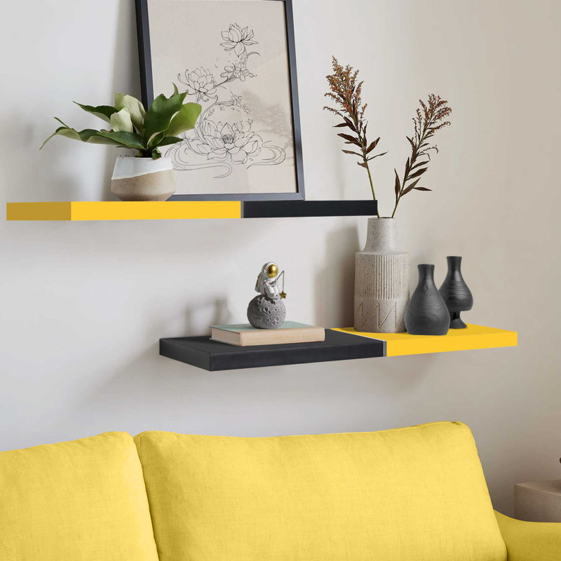 Ensemble de tablettes flottantes 23,6 po, Noir / Jaune