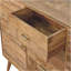 Grande commode nordique en bois massif à barre en T Soba, 4 tiroirs, 4 tablettes de rangement, brun clair