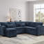 Canapé d'angle modulaire en L 97 po avec siège et repose-pieds de rangement en L 97 po, canapé d'angle en chenille avec 7 sièges et 2 coussins pour le salon, bleu foncé-129891973