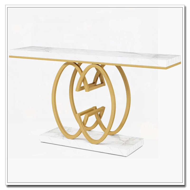 55" Long Faux Marble Console Table