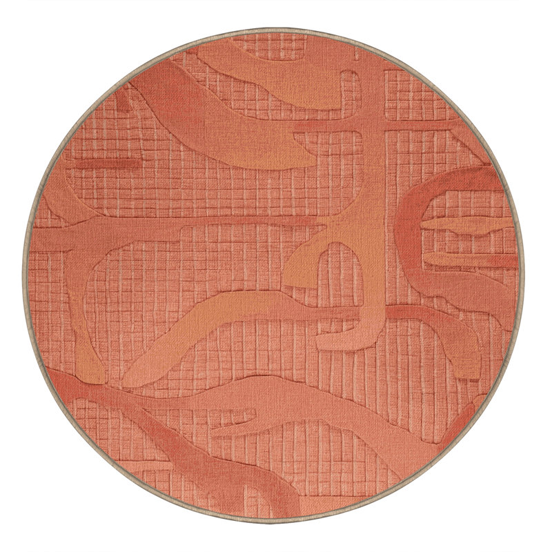 Tapis rose lavable à la machine, Rond 5 pi