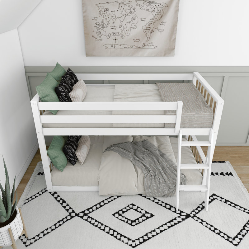 Brubaker Kids Twin Over Twin Bunk Bed, White/Blonde