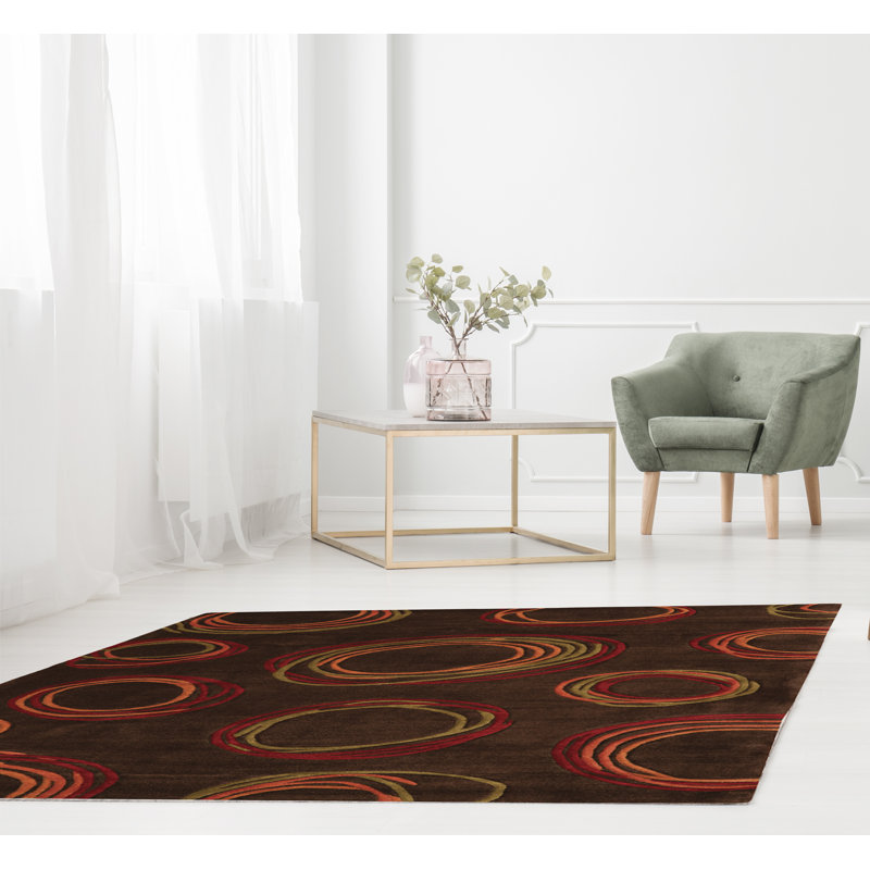 Marisela Handmade Rug Chocolate And Rust, Rectangle 5' x 7'