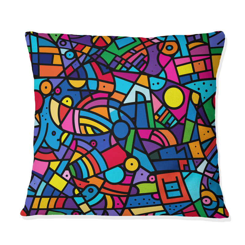 Colorful Modern Mosaic I - Coussin décoratif moderne, H 16 po x l 16 po