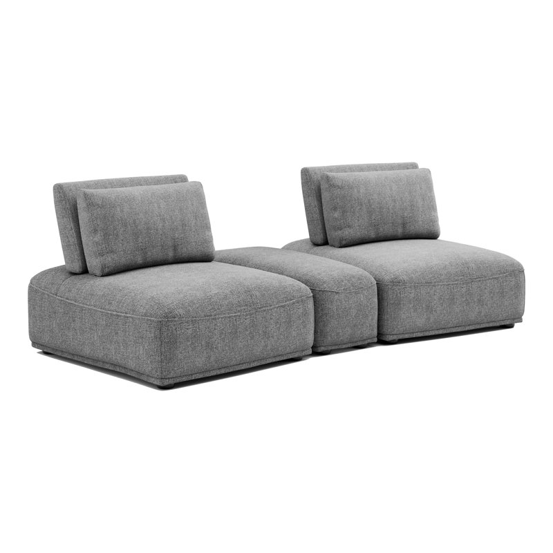 Aukeem 3 - Piece Upholstered Sectional, Dark Gray Polyester