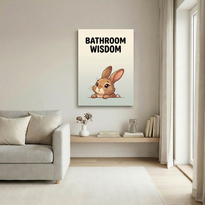 Adorable dessin de lapin mignon sur toile tendue, H 18 po x l 12 po