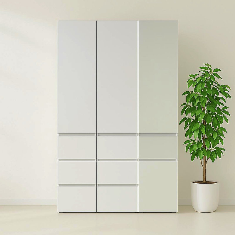 Elise Modular Wood Closet System With Mirror In White