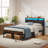 Metal Platform Bed Frame With Adjustable Upholstered Headboard And Charging Station-1104004778-1076278327