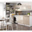 The kitchen base cabinet is white and cappuccino gloss