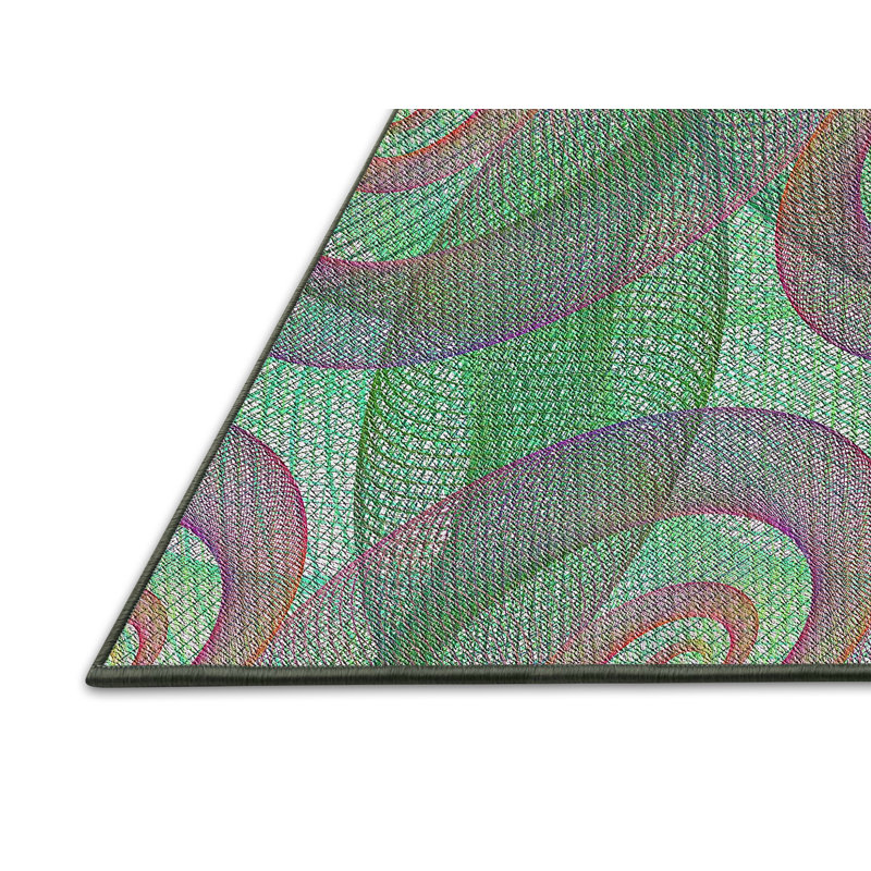 Tapis vert/rouge à motifs, Rectangle 6 pi x 9 pi