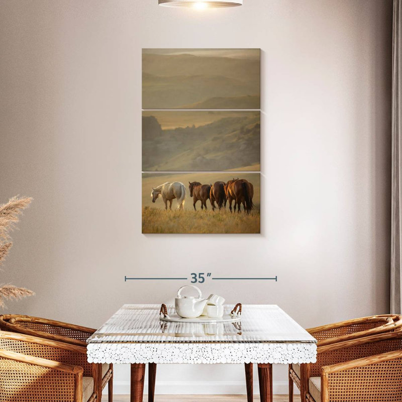 Chevaux couchés de soleil VI, H 45 po x l 28 po