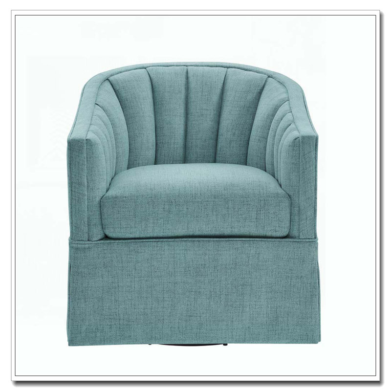 Fauteuil d'appoint pivotant à jupe, Bleu clair