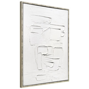 Abstract Harmony Heavily Textured Hand Painted White Framed Canvas Wall Art