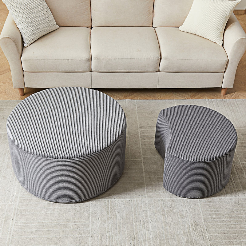 Round Nesting Coffee Table Set, Gray