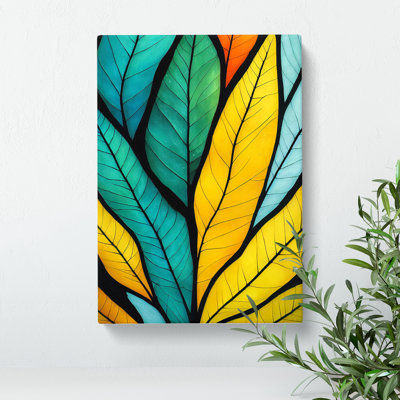 Leaves In Technicolour - Wrapped Canvas Print