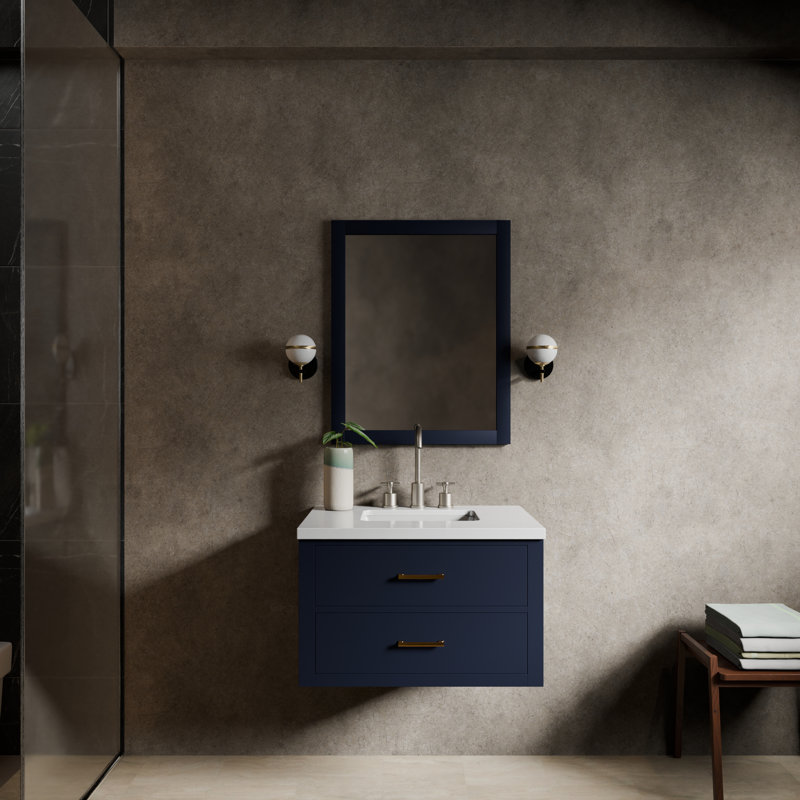 Castor 30 in W x 22 in D Single Bath Vanity, Blue, White Quartz