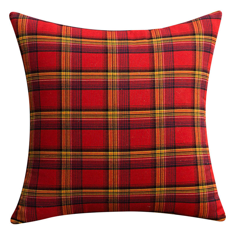 Housse de coussin rectangulaire 100% coton, Rouge/jaune, 20 po x 20 po