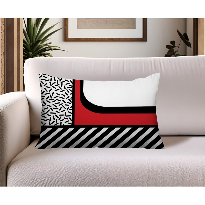 Oreiller rectangulaire réversible intérieur / extérieur Jazzo, Rectangulaire H 18 po x l 25 po, Rouge