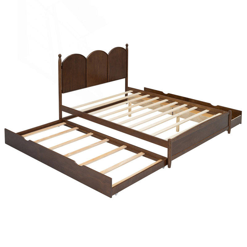 Queen Size Platform Bed With 2 Spacious Drawers And Twin XL Trundle, Maximizing Space And Style