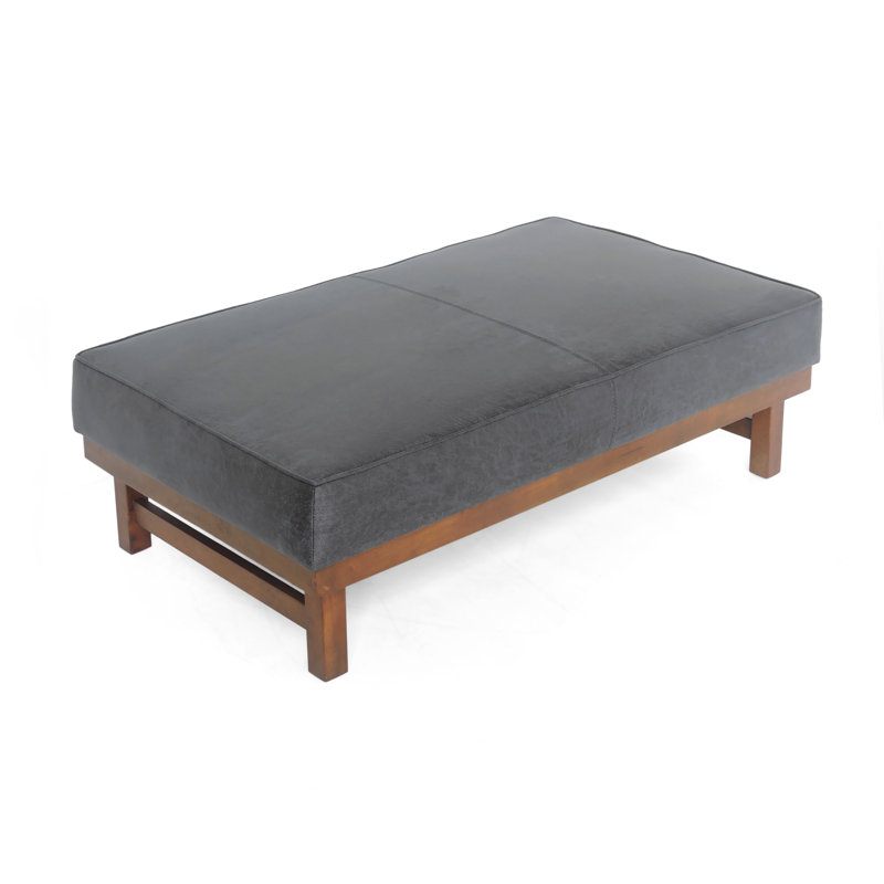 Cadell Upholstered Ottoman, Dark Gray Microfiber/Microsuede
