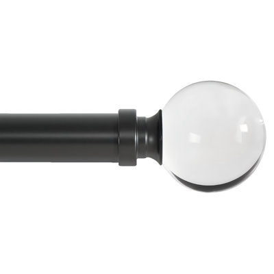 Drapery Treatment Window Curtain Rod ,Acrylic Ball Pole.   ( Black)