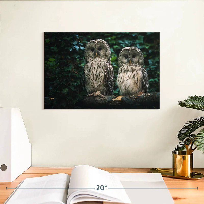 Brampt Owls On A Branch, 8" H x 12" W