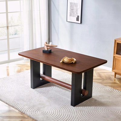Table de salle à manger compacte à deux tons noyer et noir