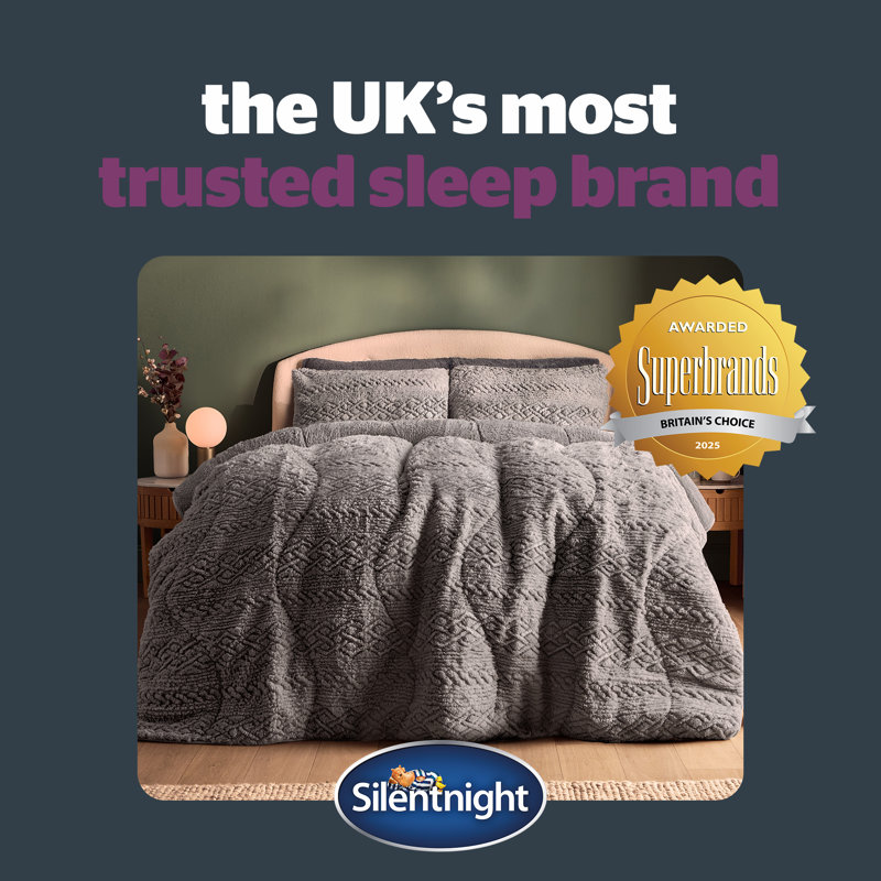 Silentnight Soft Teddy Coverless 10.5 Tog Duvet with Matching Pillowcase, Super King Duvet Cover + 2 Standard Pillowcases