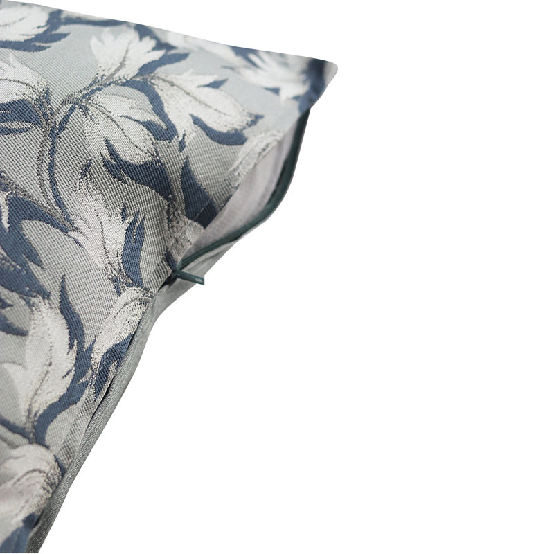 Housse de coussin en polyester tissé à motif de feuilles avec fermeture à glissière 2 pièces (taille: 18 x 18 pouces), Bleu